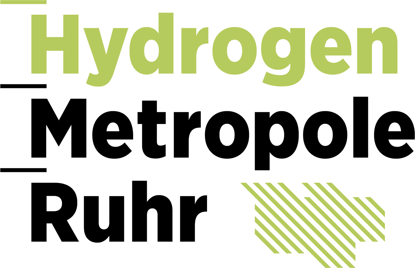 Logo der Hydrogen Metropole Ruhr in grün und schwarz.